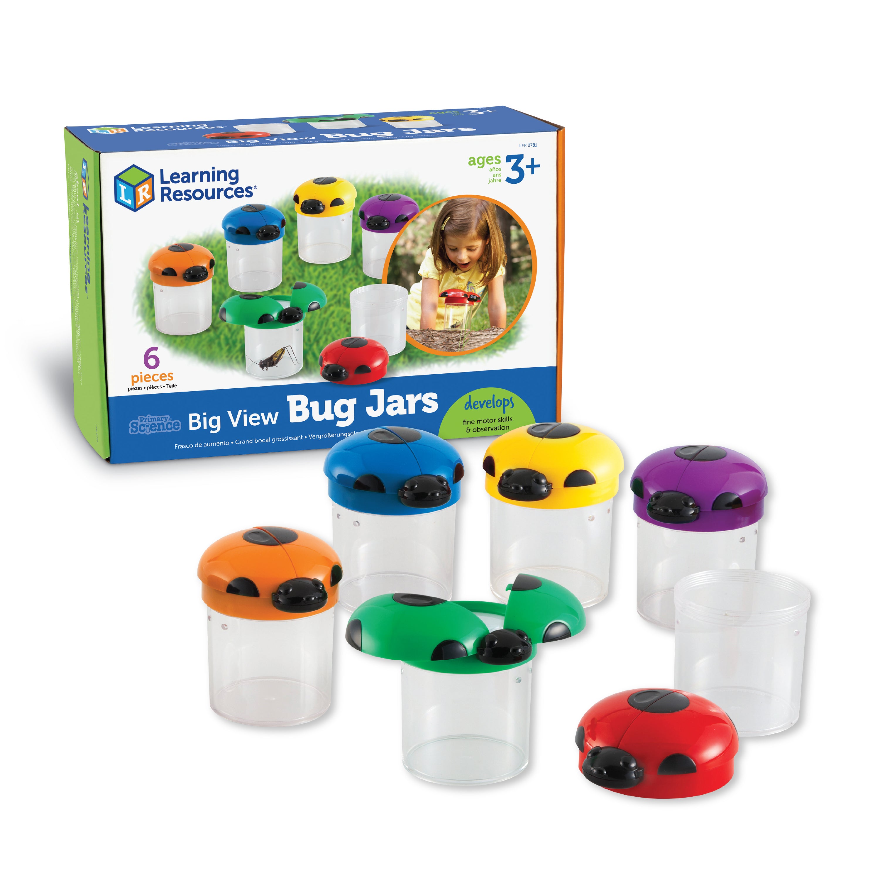 Learning Resources - Primary Science Insectenpotten met Vergrotend Deksel - Set van 6