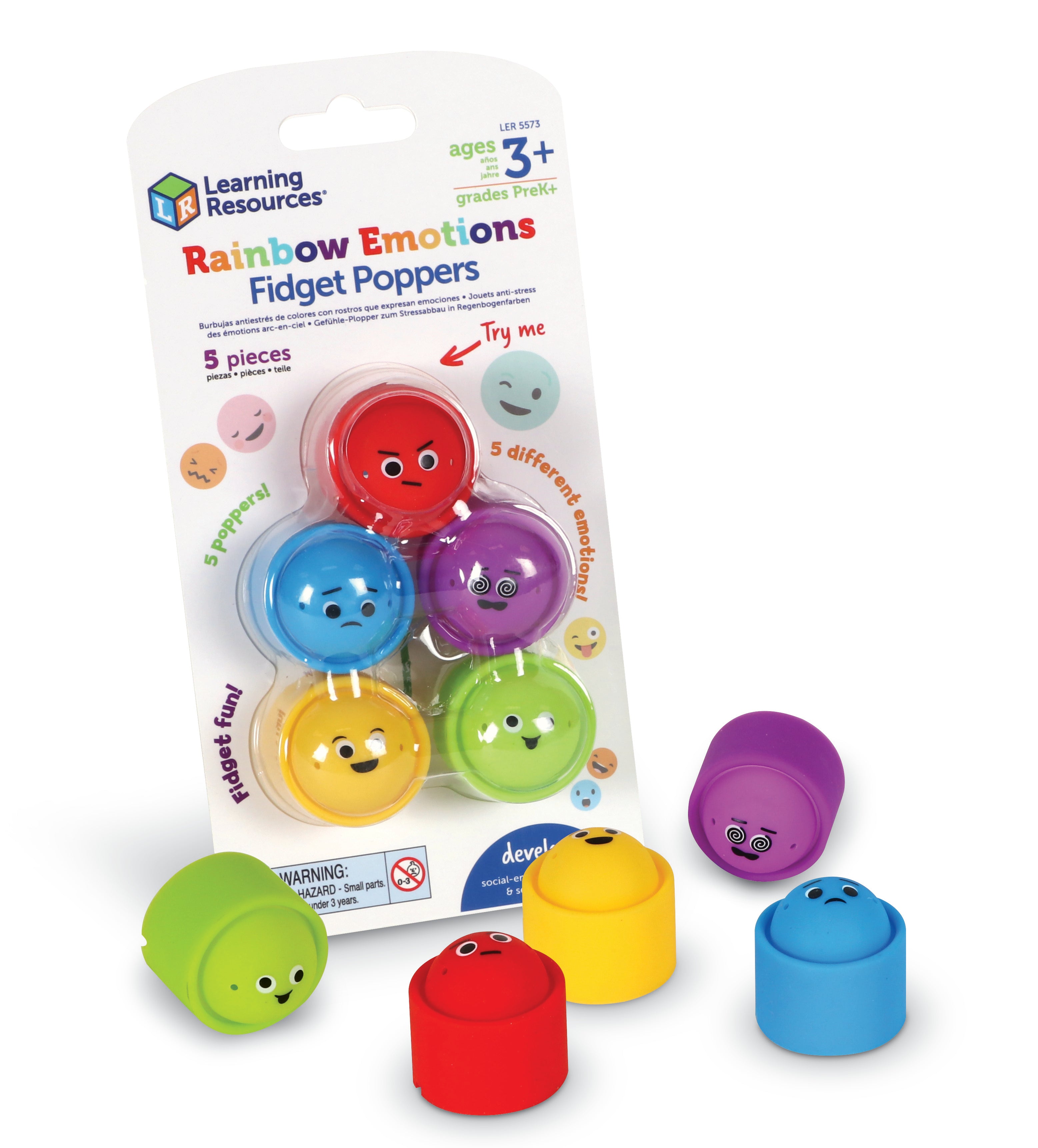 Learning Resources - Regenboog Gevoelens Fidget Poppers - 5-delige Set