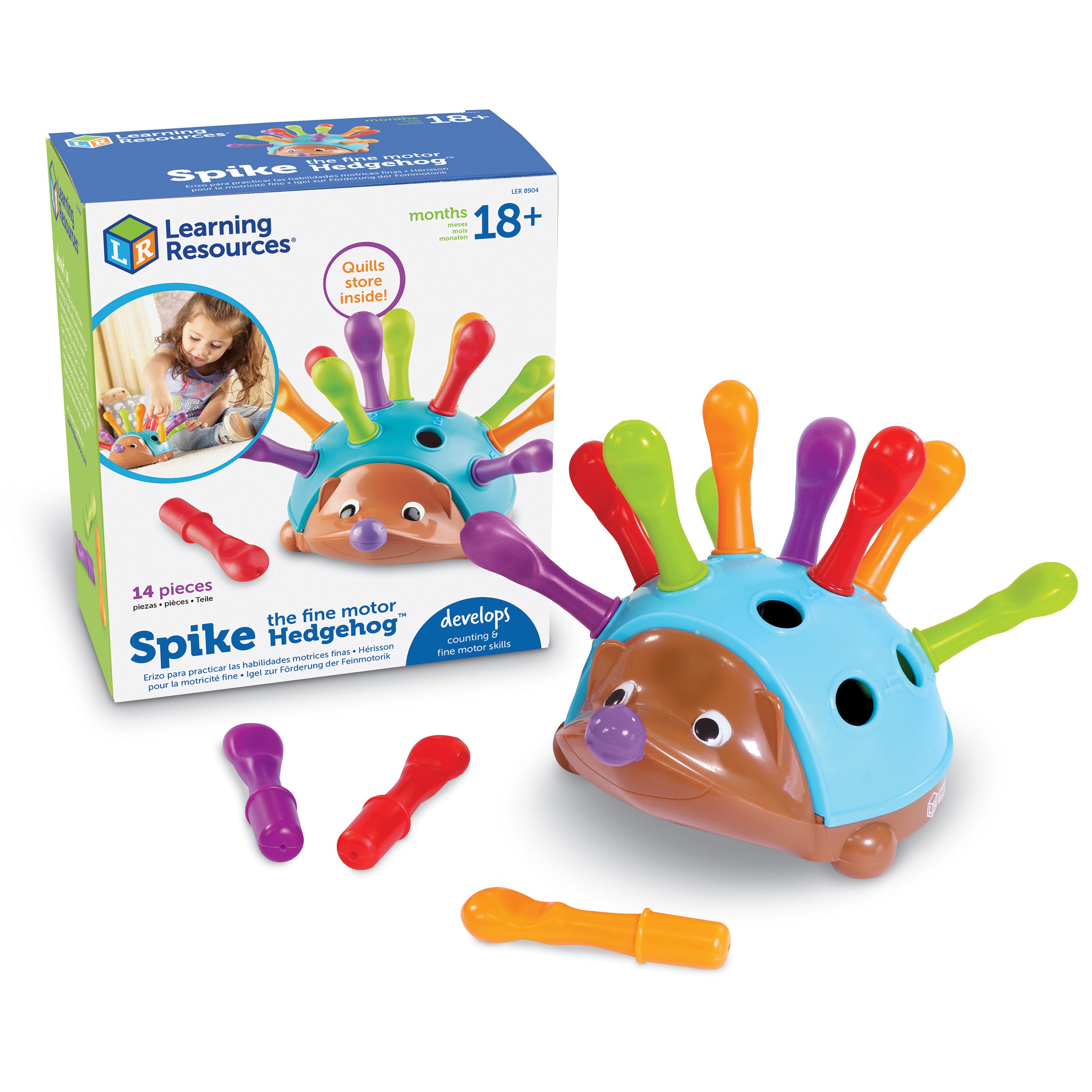 Learning Resources - Spike de Motoriek Egel met 12 Gekleurde Pinnetjes
