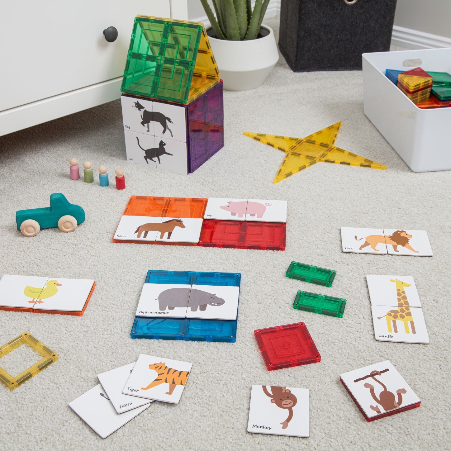 Learn And Grow - Magnetisch constructiespeelgoed Toppers Dieren - 40 stuks