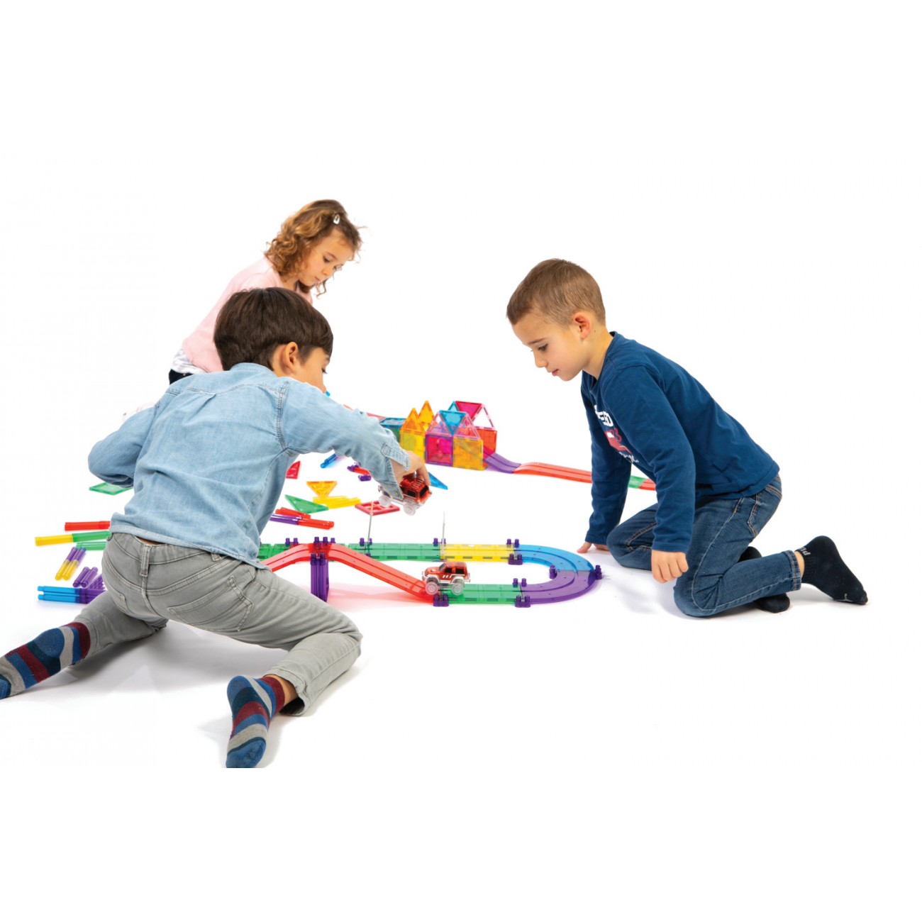 Amaya - Car Circuit 108 stuks (inclusief 2 auto's) - Magnetic Tiles - Magnetisch Speelgoed