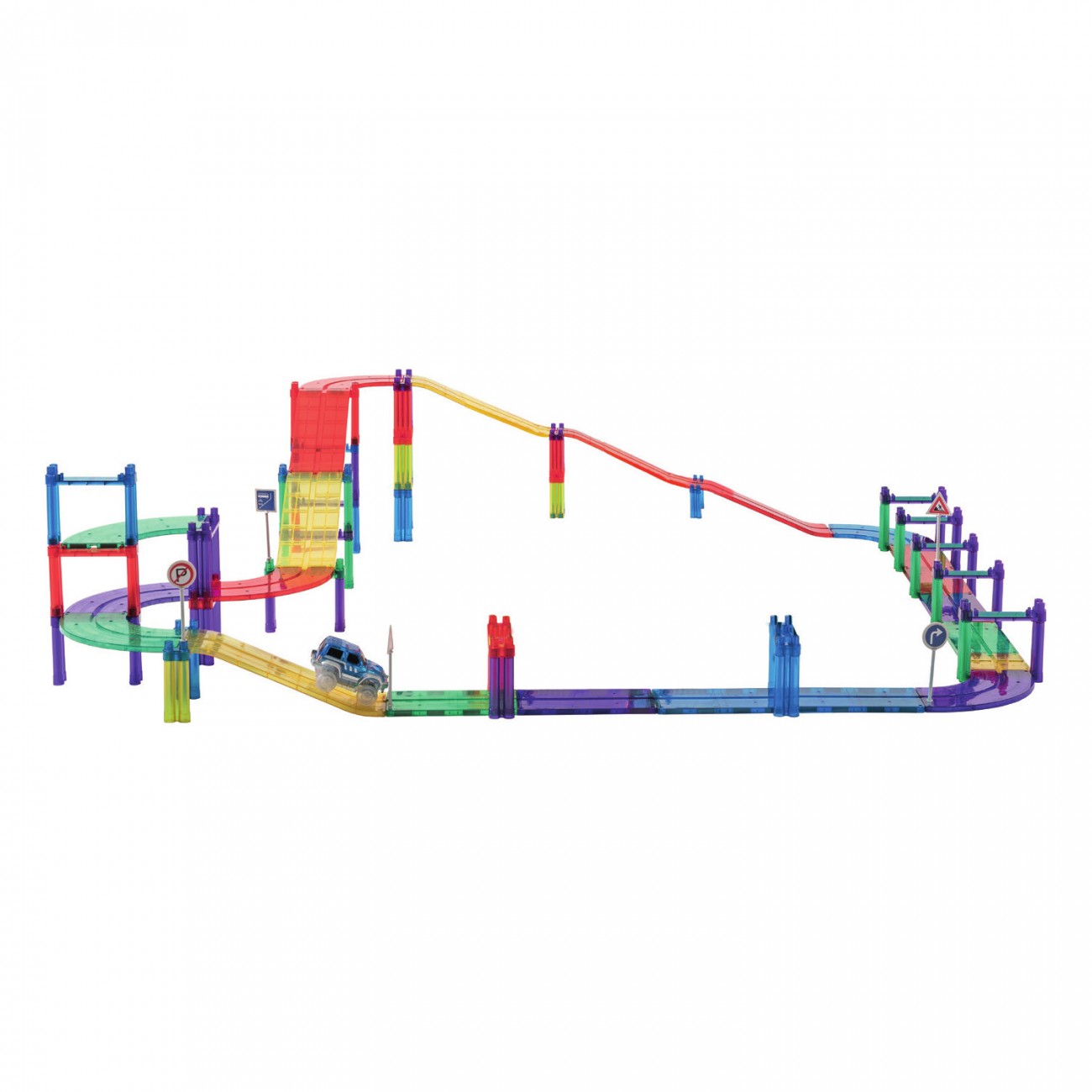 Amaya - Car Circuit 72 stuks (inclusief 2 auto's) - Magnetic Tiles - Magnetisch Speelgoed