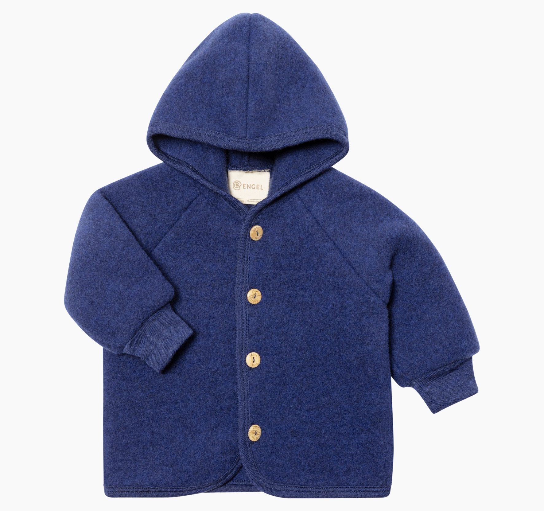Engel Natur - Wolfleece jasje-vestje met capuchon - Gentian Melange - maat 50-116