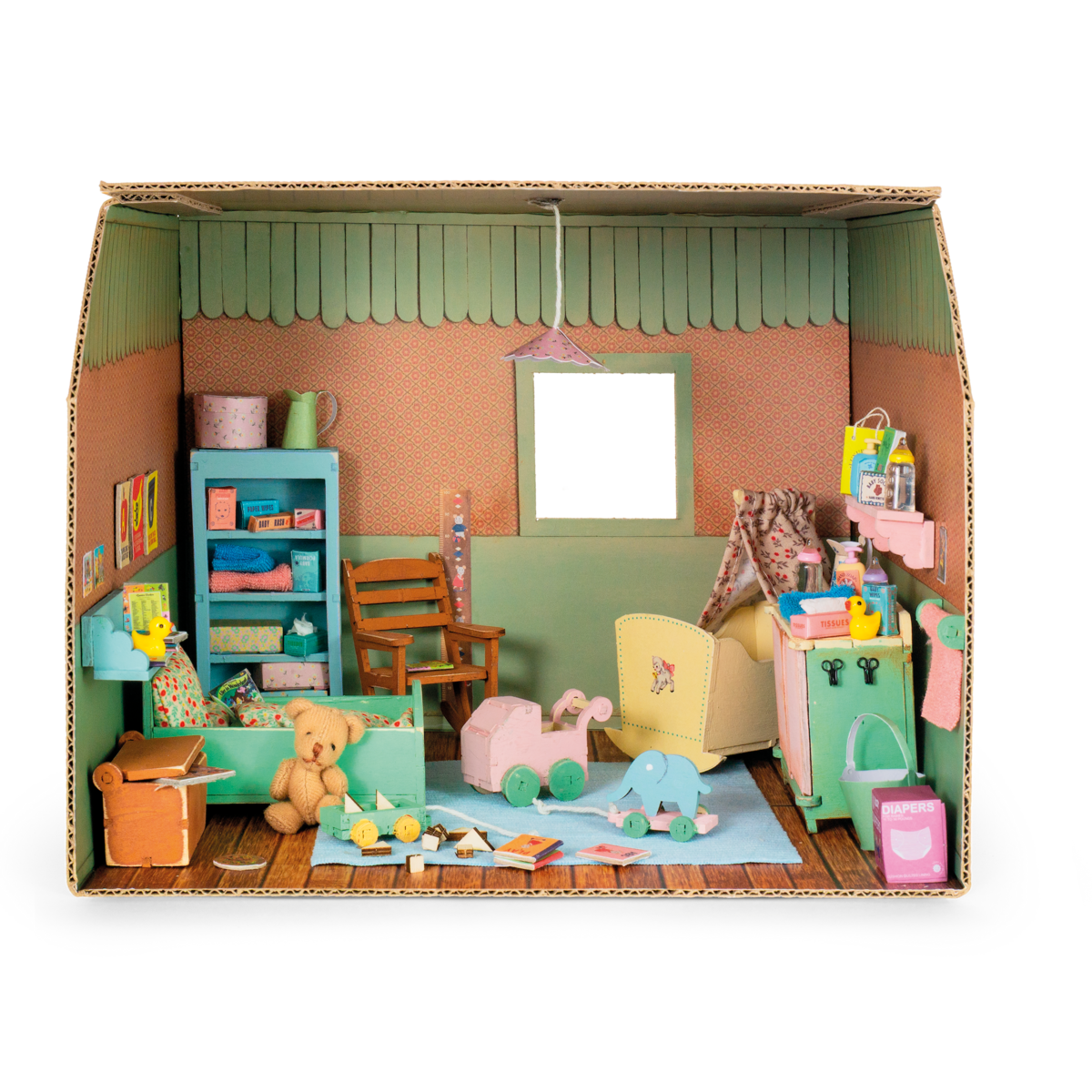 Ingerichte miniatuur babykamer