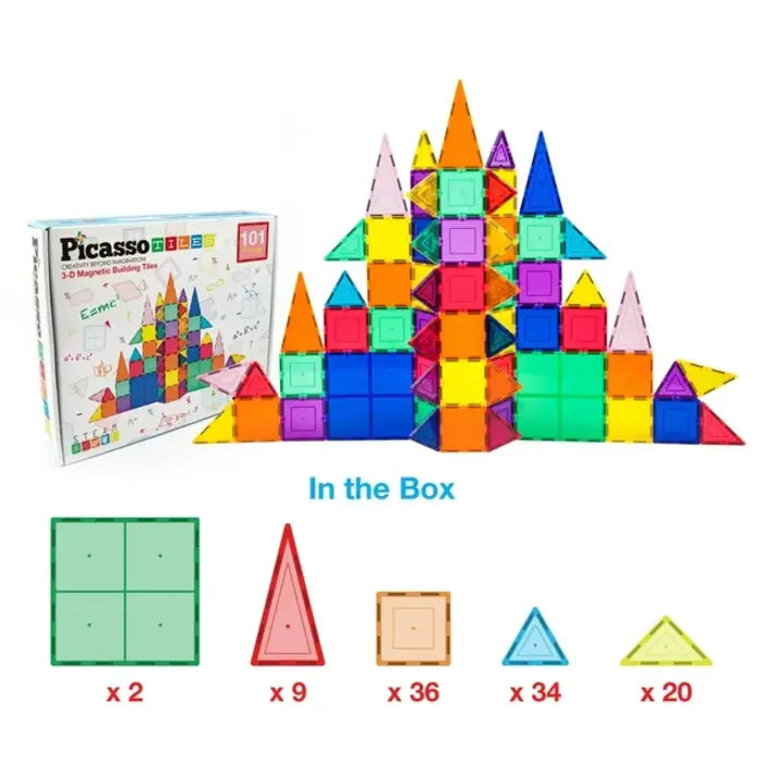 PicassoTiles - 101 stuks Magnetisch constructiespeelgoed