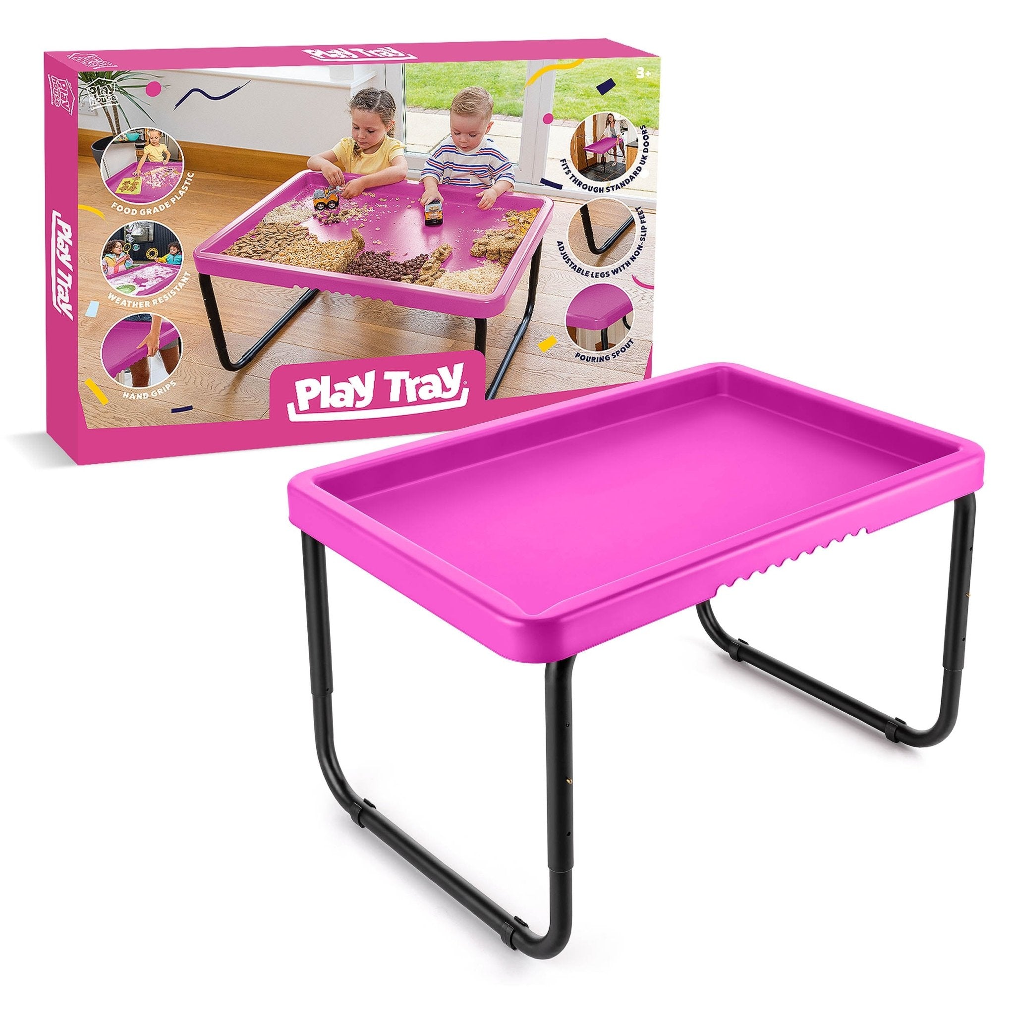 Toyrific - Playhouse PlayTray (95cm) Set - Speeltafel roze + Verstelbaar onderstel H 48-55-63cm