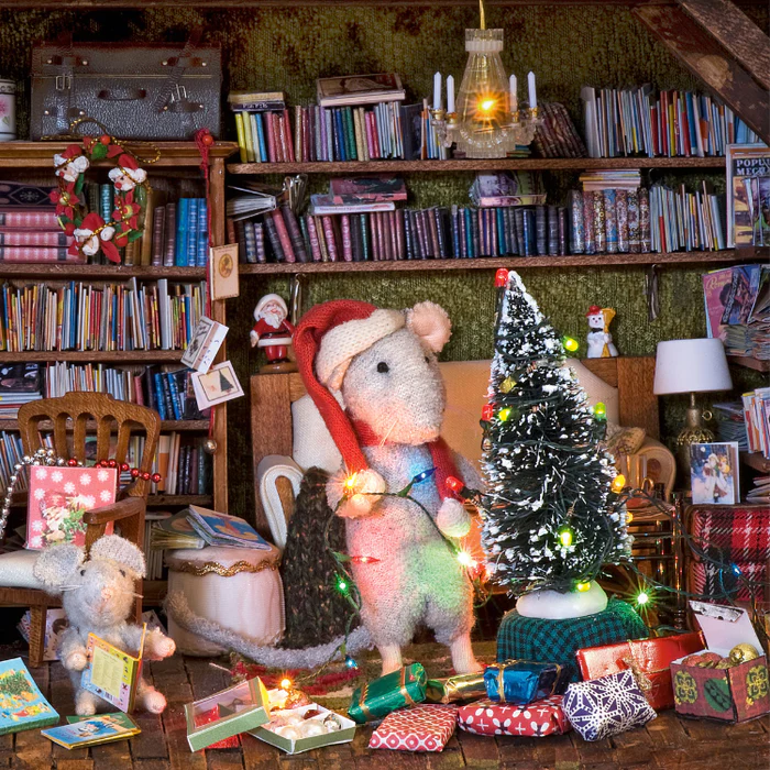 Het Muizenhuis - Knuffelmuis Kerstman - 12 cm