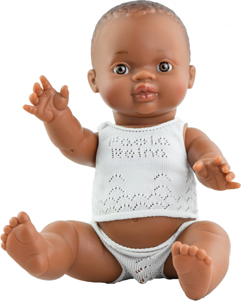 Paola Reina - Babypop donkere jongen met ondergoed (34 cm)