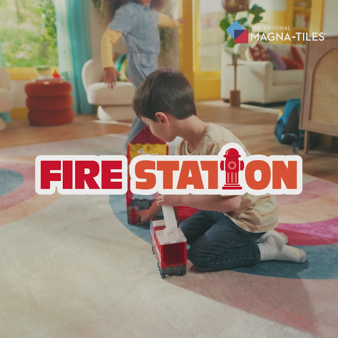 Video laden: MAGNA-TILES® Fire Station met microMAGS (50 stuks)