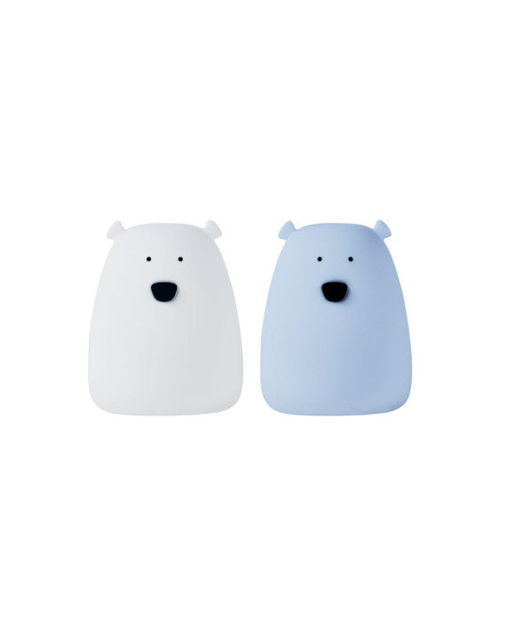 Rabbit & Friends - Set van 2 Mini Beer Nachtlampjes Wit en Arctisch Blauw