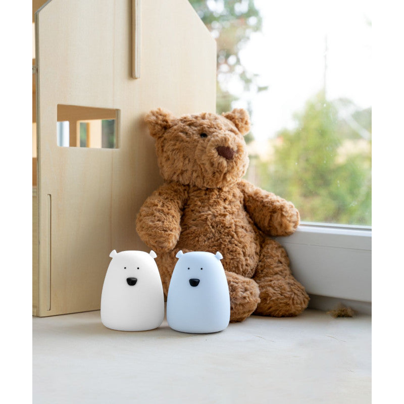 Rabbit & Friends - Set van 2 Mini Beer Nachtlampjes Wit en Arctisch Blauw