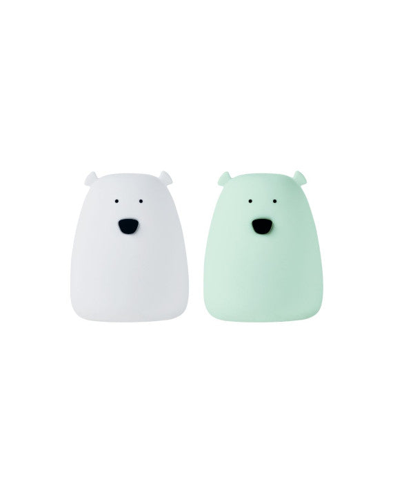 Rabbit & Friends - Set van 2 Mini Bear nachtlampjes - Wit & Mintgroen