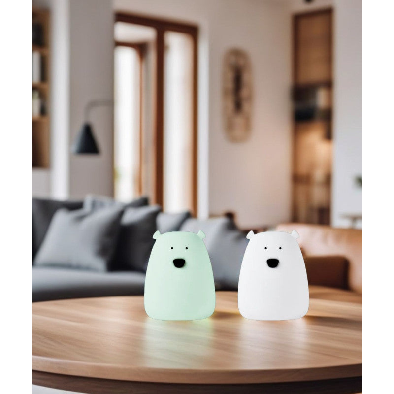 Rabbit & Friends - Set van 2 Mini Bear nachtlampjes - Wit & Mintgroen