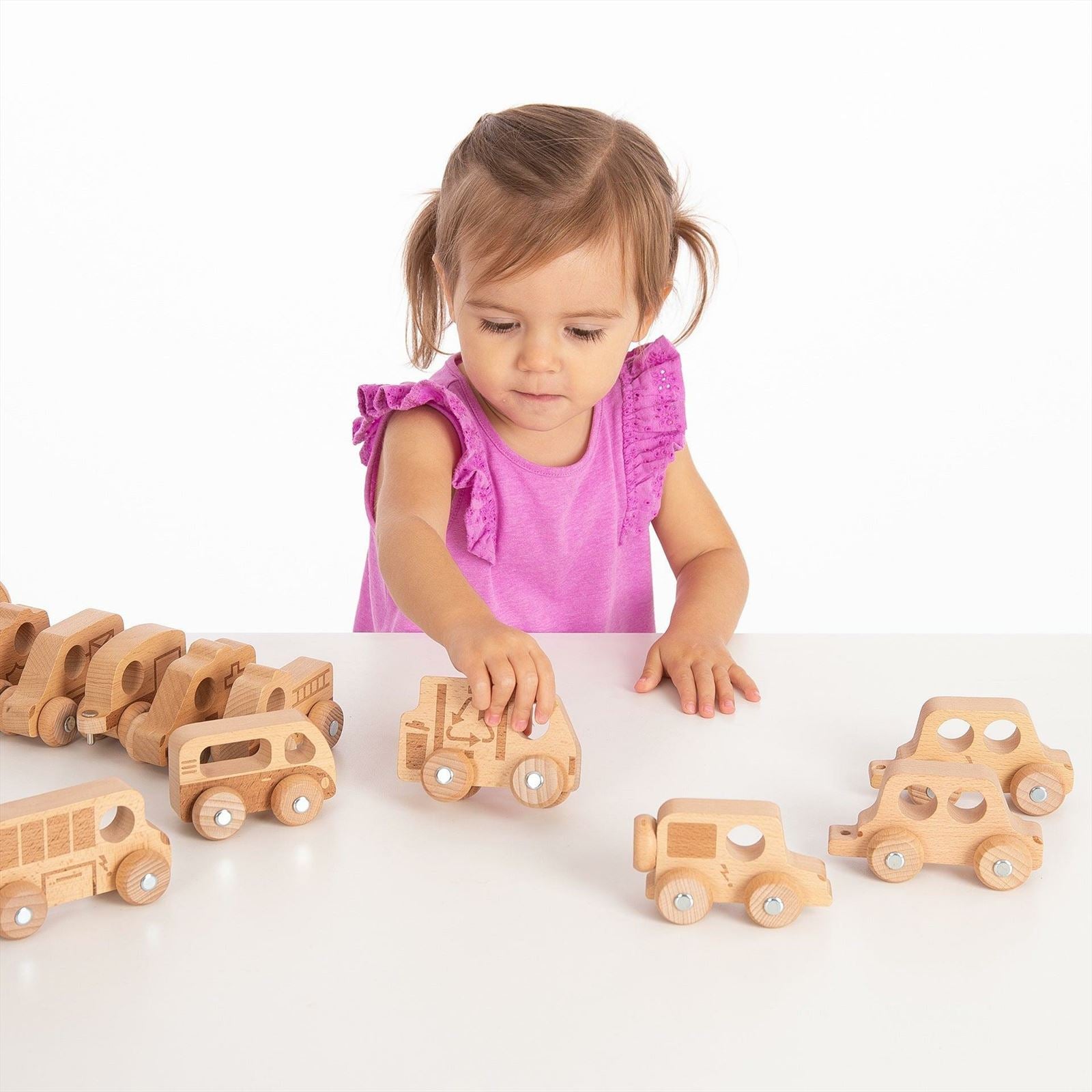TickiT - Houten Voertuigen Set Naturel (12 stuks)