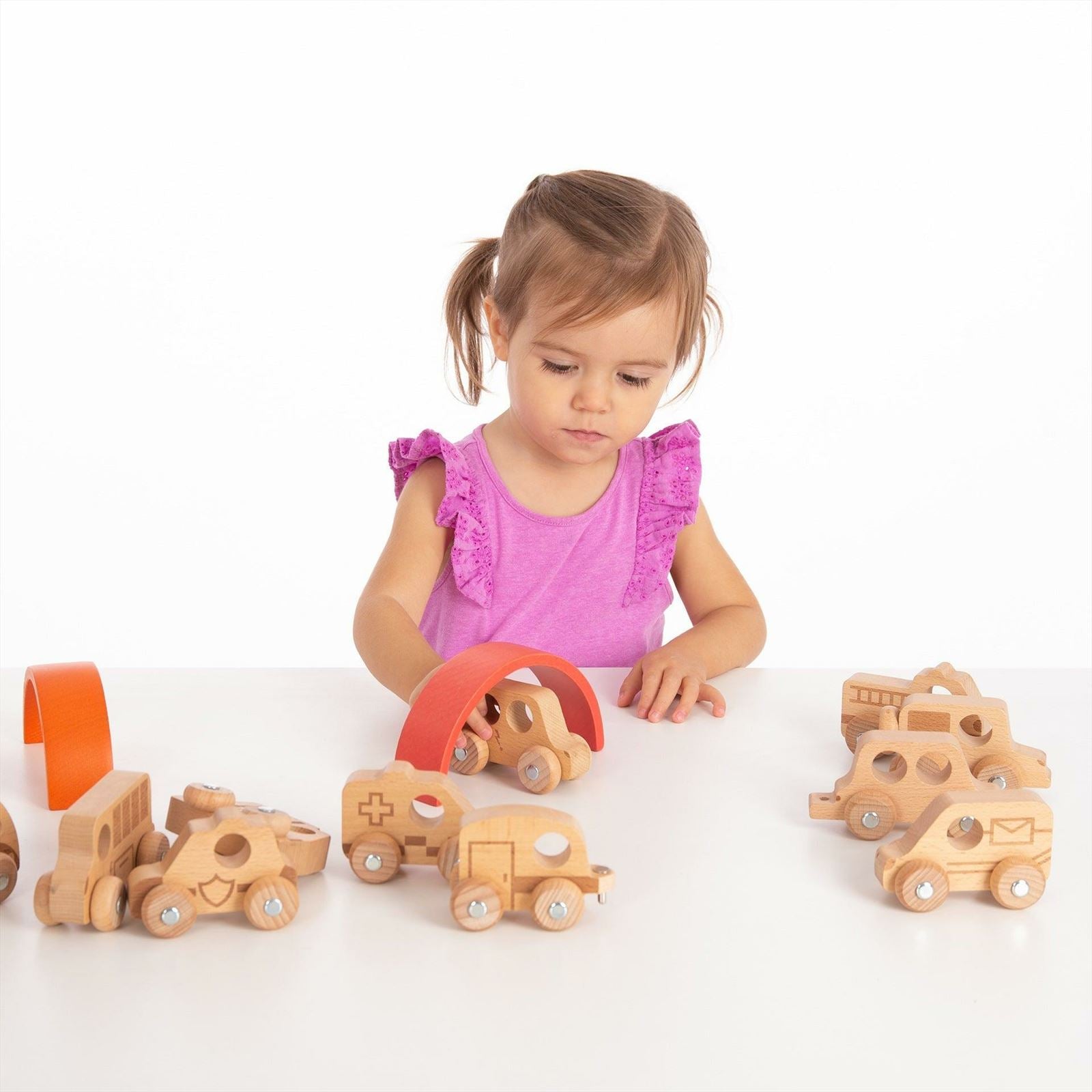 TickiT - Houten Voertuigen Set Naturel (12 stuks)