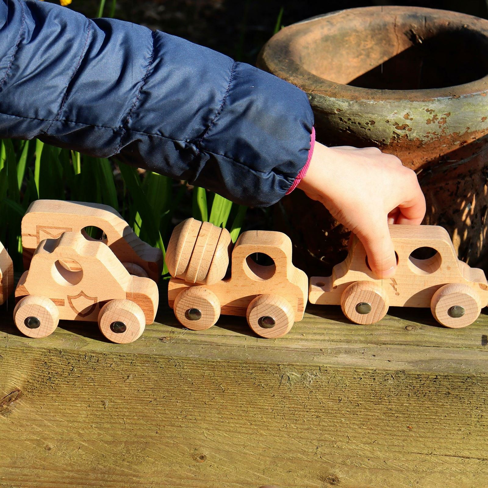 TickiT - Houten Voertuigen Set Naturel (12 stuks)