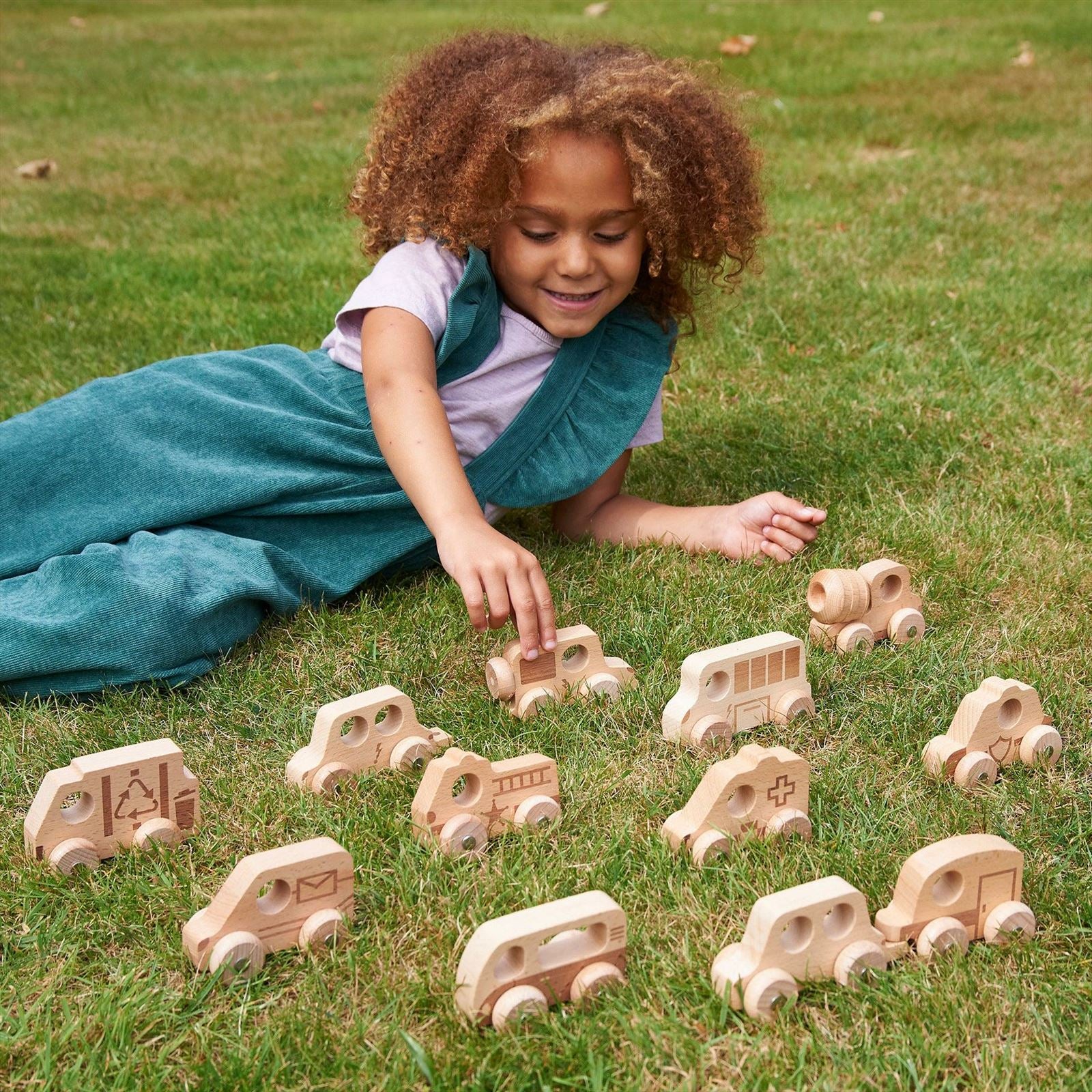 TickiT - Houten Voertuigen Set Naturel (12 stuks)