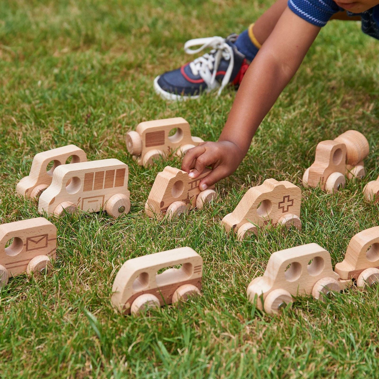 TickiT - Houten Voertuigen Set Naturel (12 stuks)