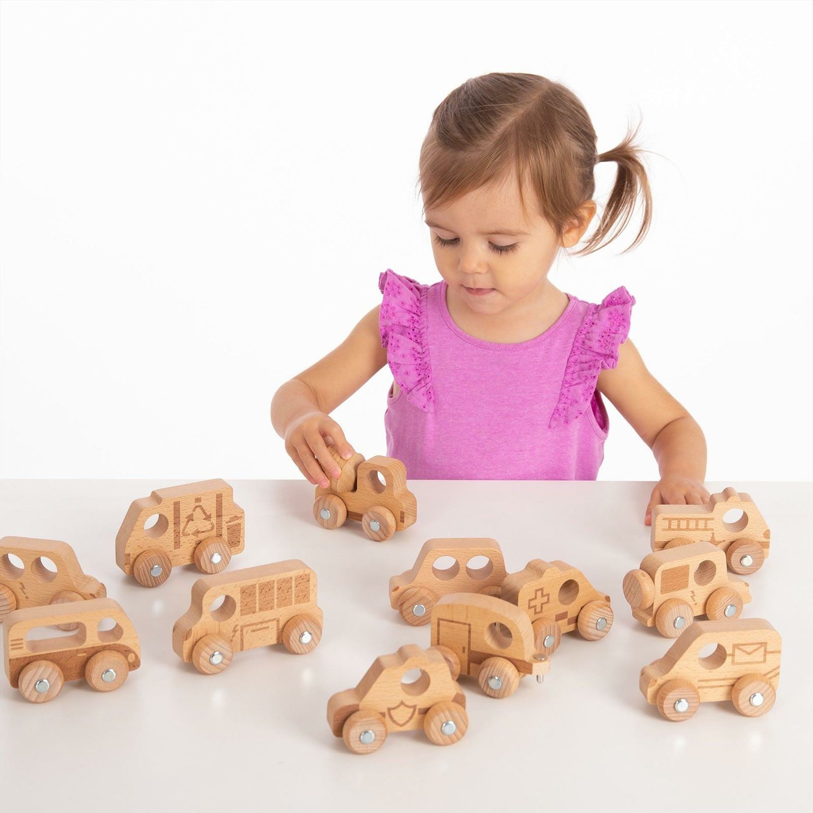 TickiT - Houten Voertuigen Set Naturel (12 stuks)