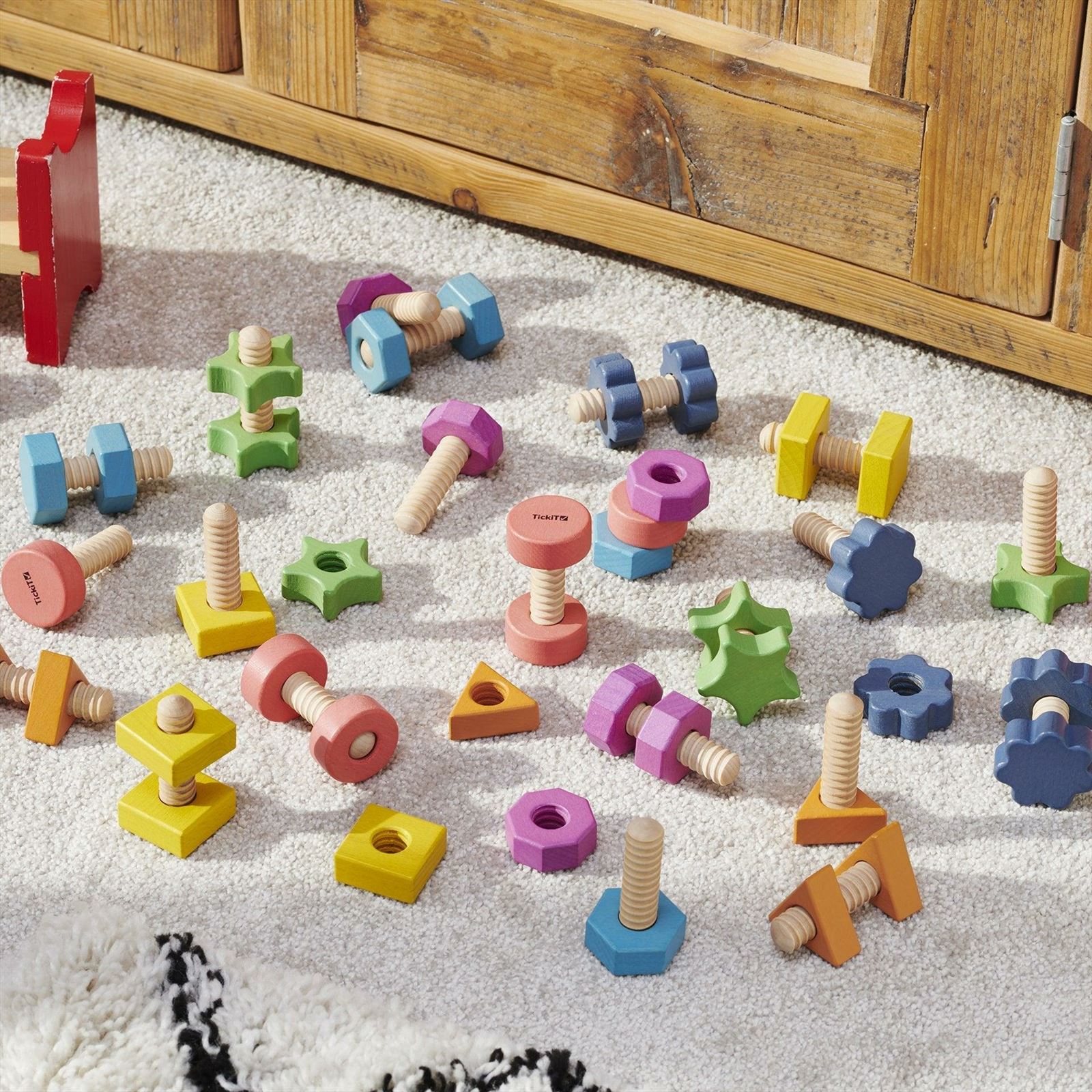 TickiT - Regenboog Houten Moeren & Bouten Stuks