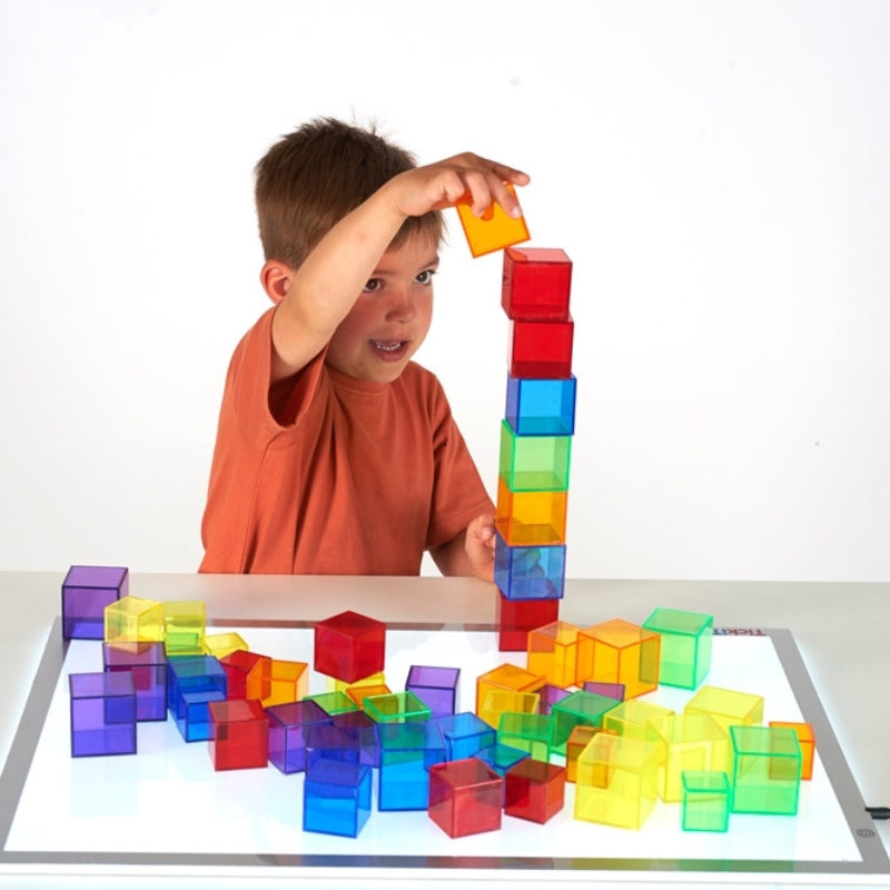 TickiT - gekleurde doorschijnende kubusblokken - 54 stuks