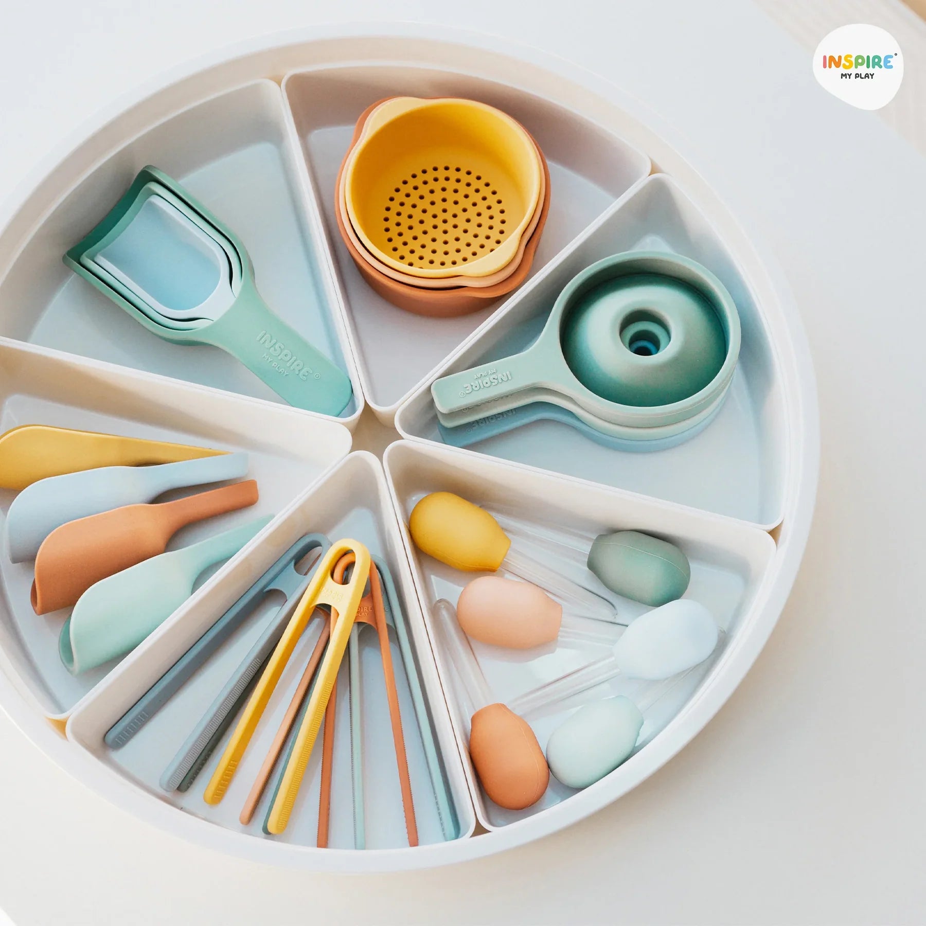 Inspire My Play Play Tray - 3 pincetten groen/blauw
