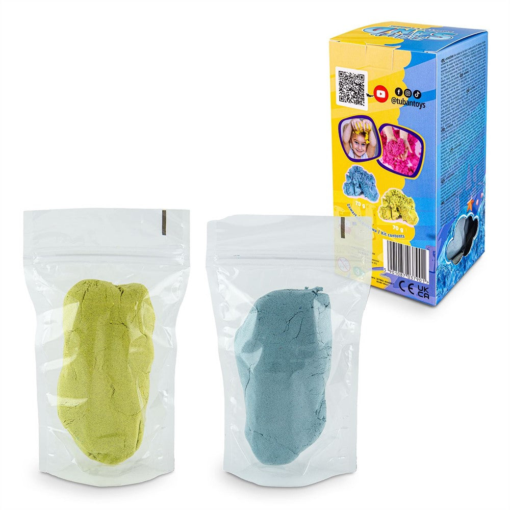 Tuban - Fluffy Sand blauw en geel 2 x 70 gram