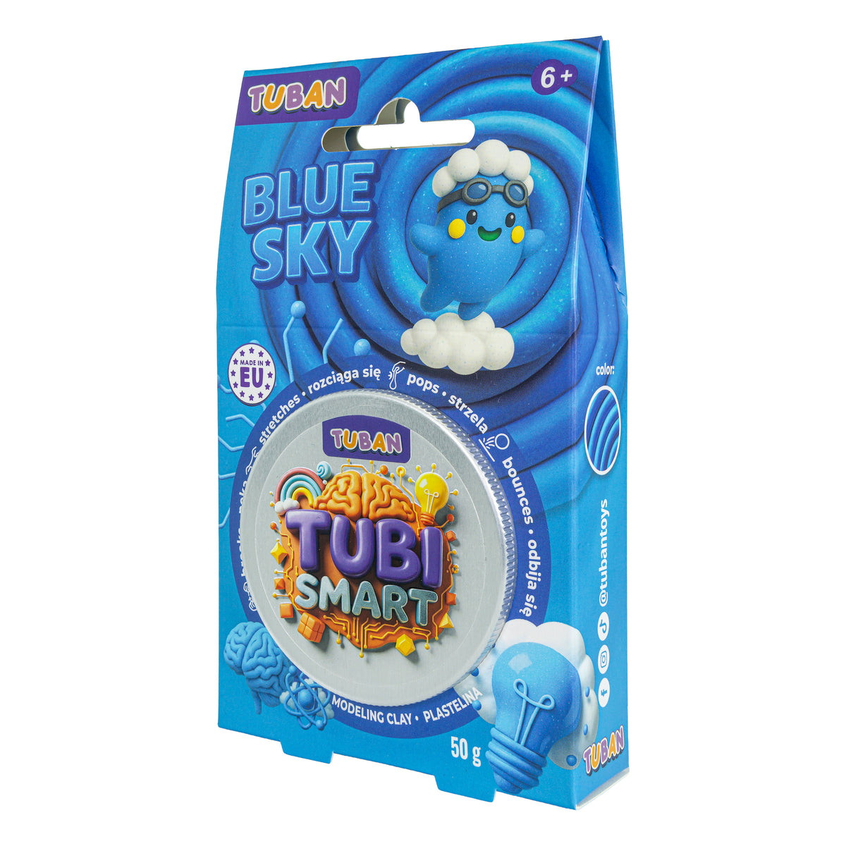 Tuban - Tubi Smart kneedmassa hemelsblauw met witte bolletjes
