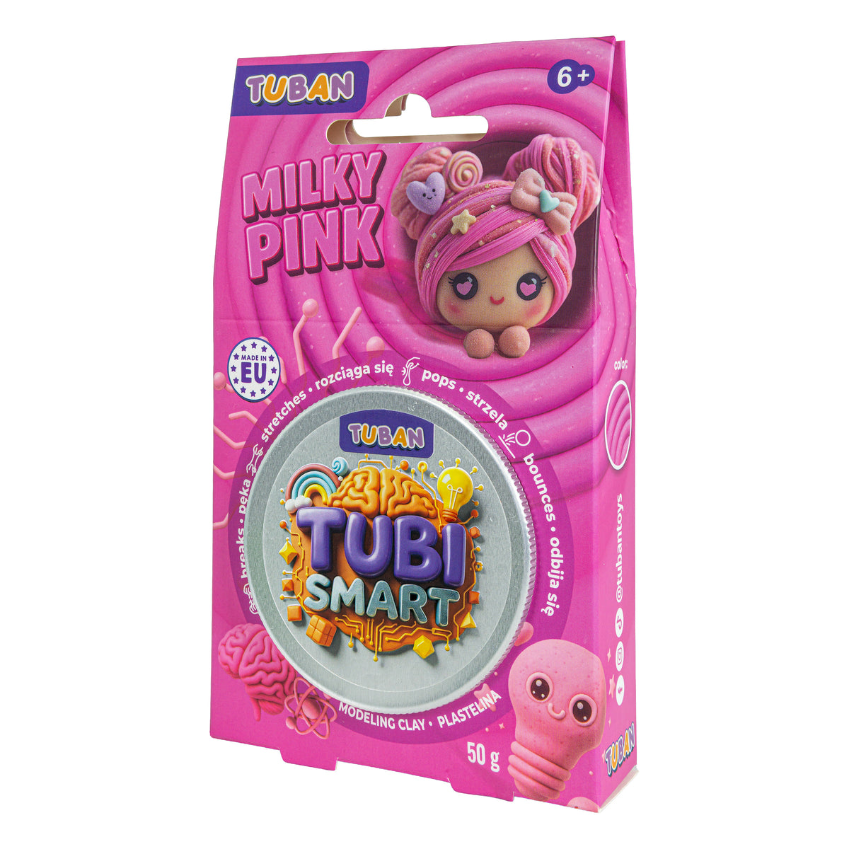 Tuban - Tubi Smart kneedbare massa melkroze met witte bolletjes