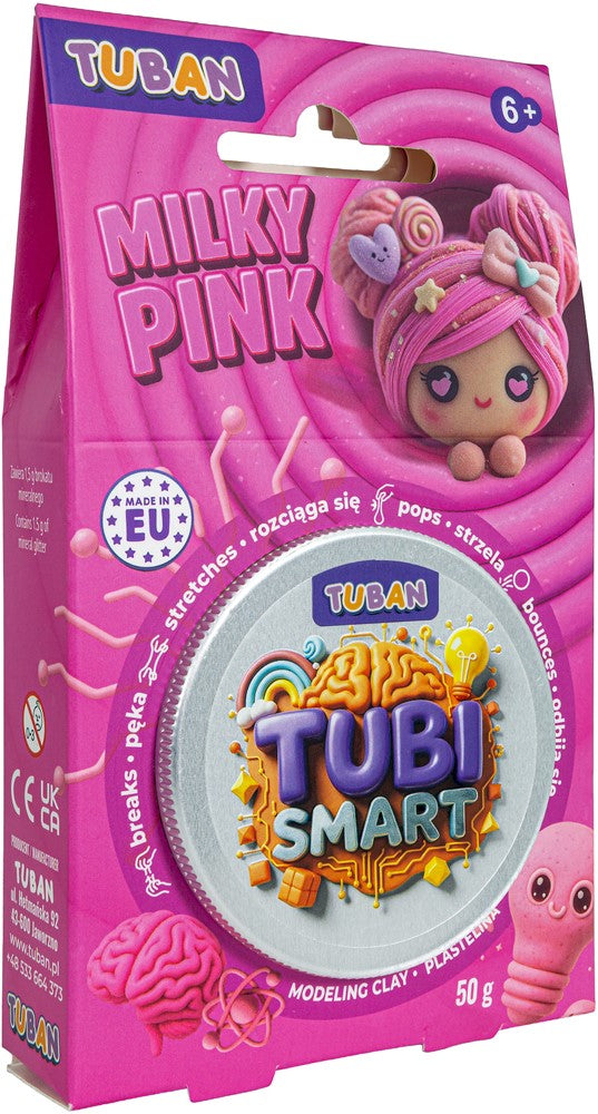 Tuban - Tubi Smart kneedbare massa melkroze met witte bolletjes