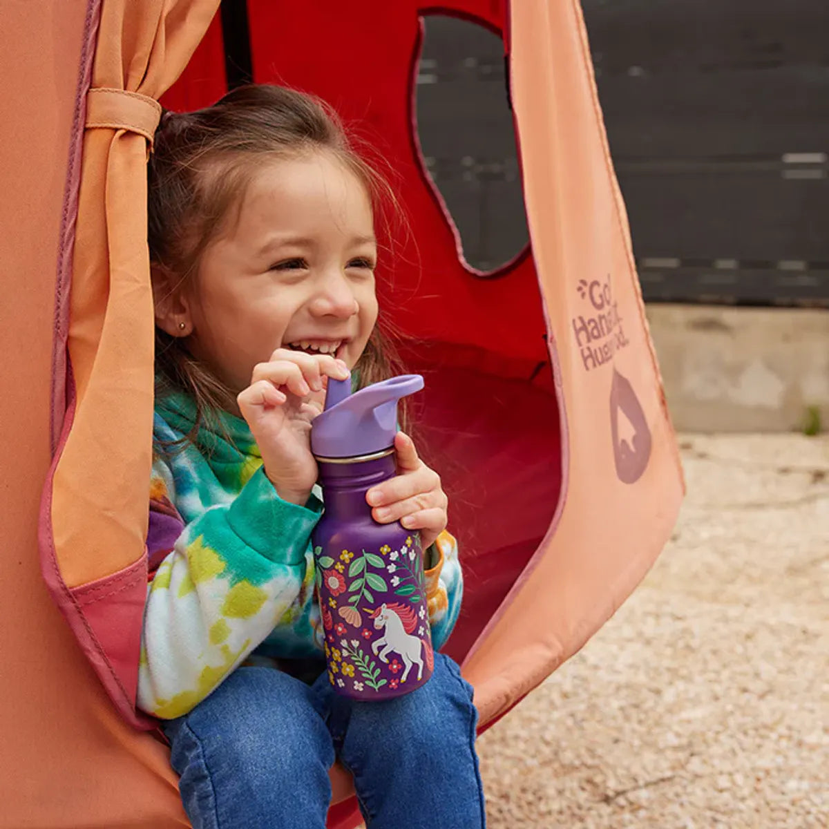 Klean Kanteen - Kid Kanteen drinkfles met flipsportdop - Leaping Unicorns