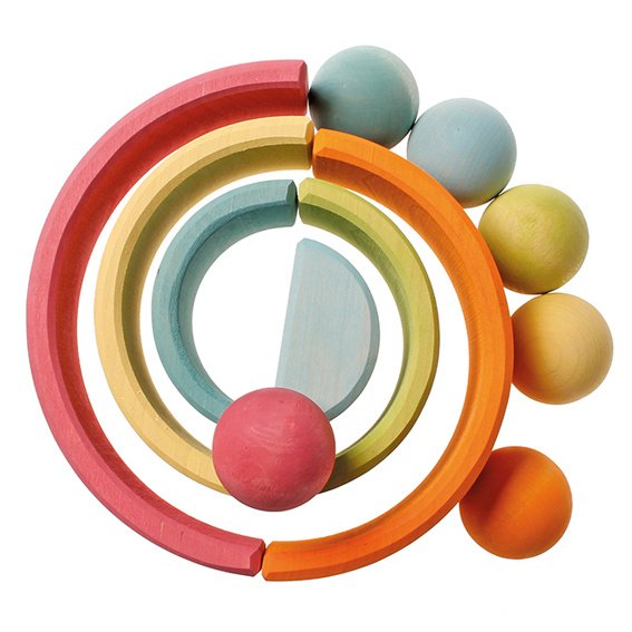 Grimm's - 6 Houten Pastel Ballen in eierdoosje