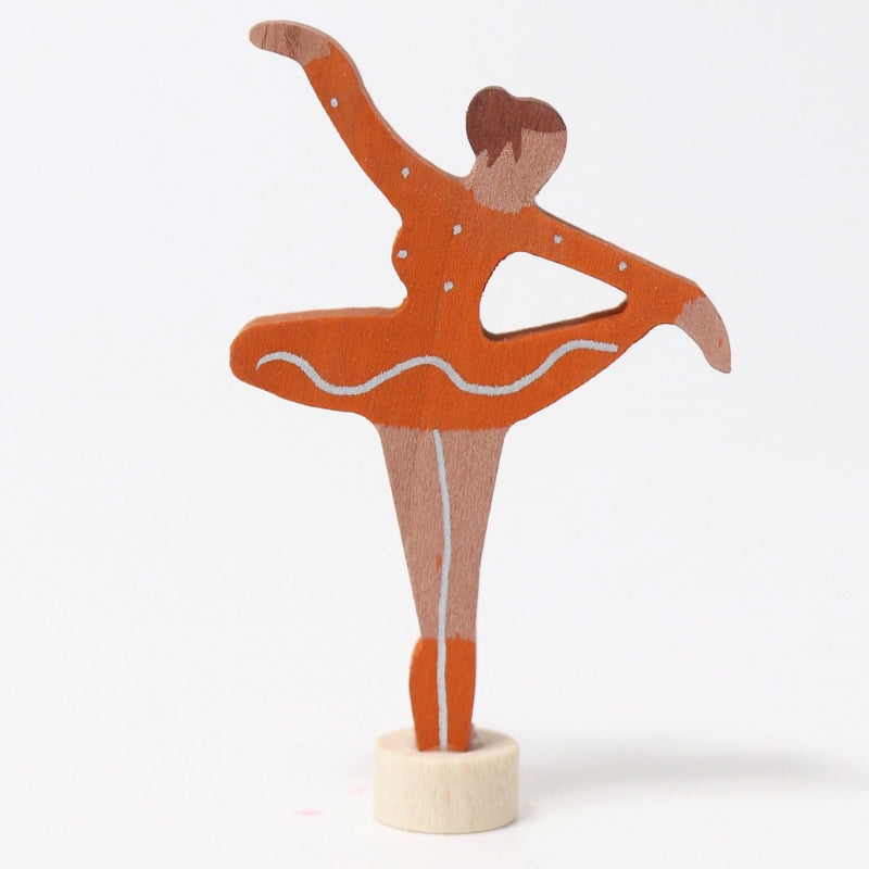 Grimm's - Houten Steker Oranje Ballerina  - Grimm's