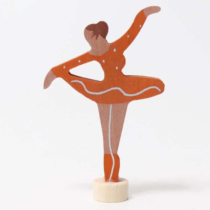 Grimm's - Houten Steker Oranje Ballerina  - Grimm's