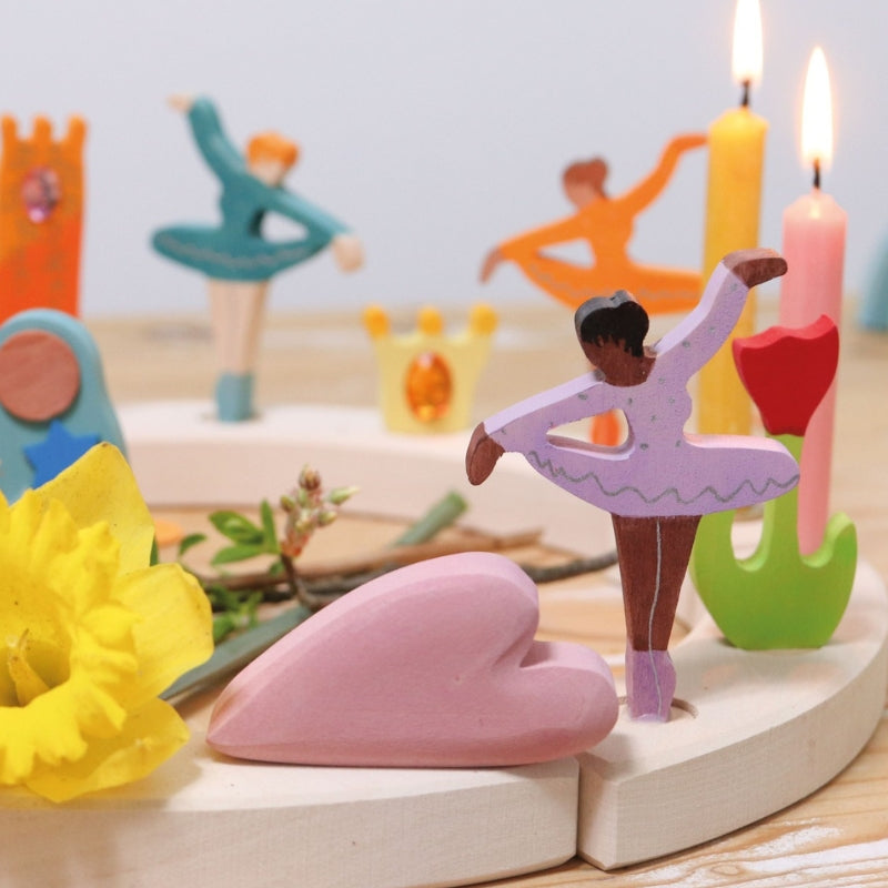 Grimm's - Houten Steker Oranje Ballerina  - Grimm's