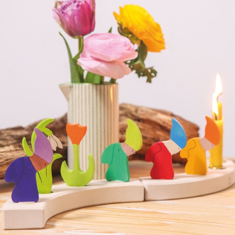 Grimm's - Houten Steker paarse bloem - Grimm's