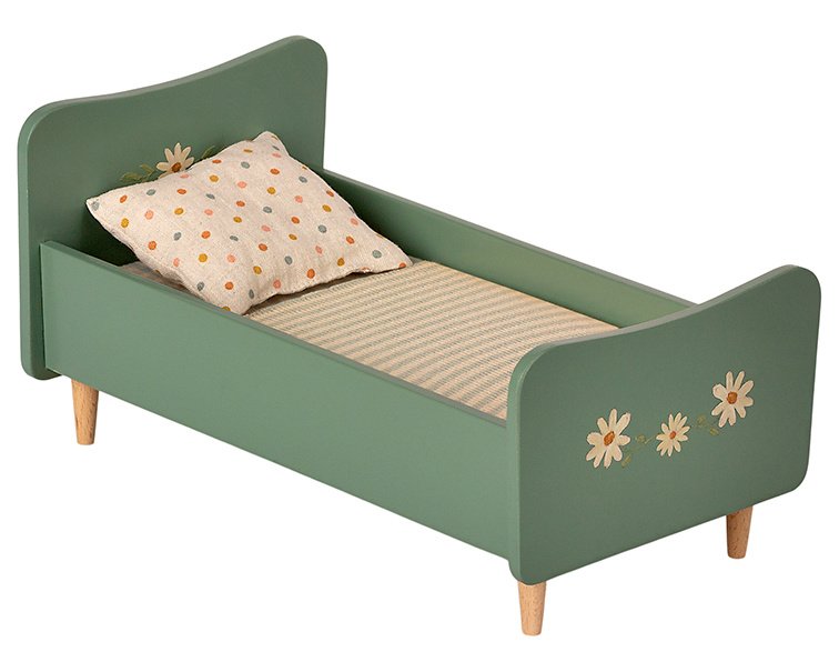 Maileg - Vintage bed hout groen (groot) voor bij poppenhuis 26cm