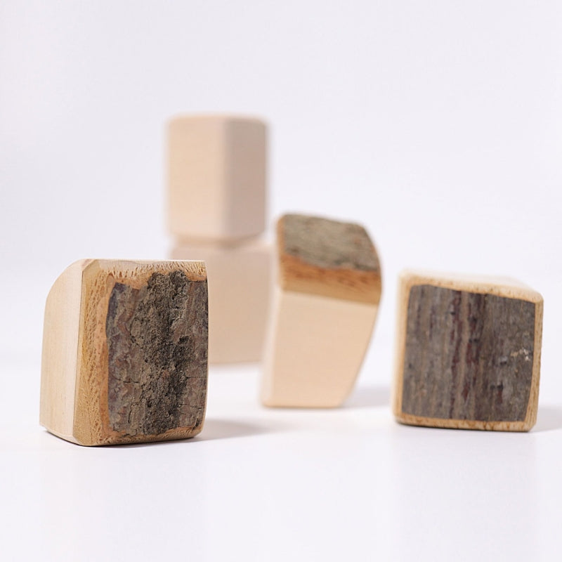 Grimm's - Houten blokken met schors in net - (15 stuks) - Grimm's