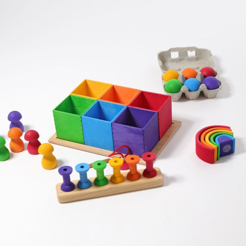 Grimm's - Houten sorteerbakken  (6 stuks) klein