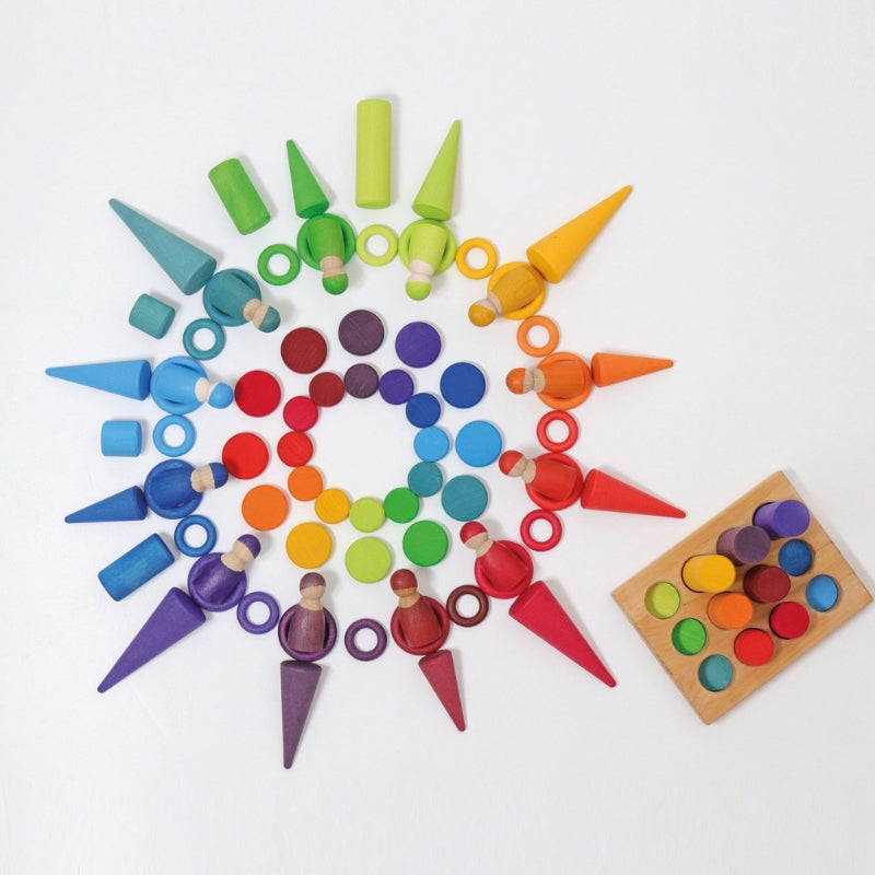 Grimm's - 24 houten munten in 12 kleuren - Grimm's