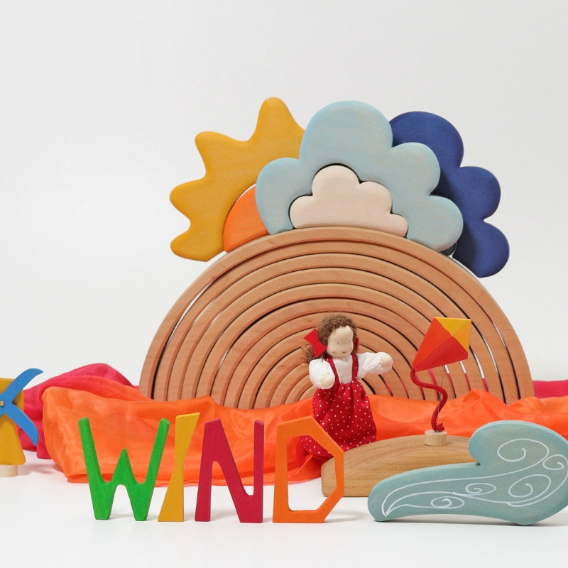 Grimm's - Houten Blokkenset 'Het Weer' (13 stuks)