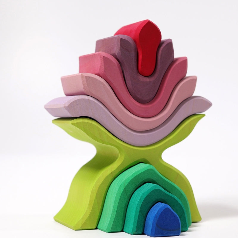 Grimm's - Houten Blokkenset Bloemen (9 stuks)