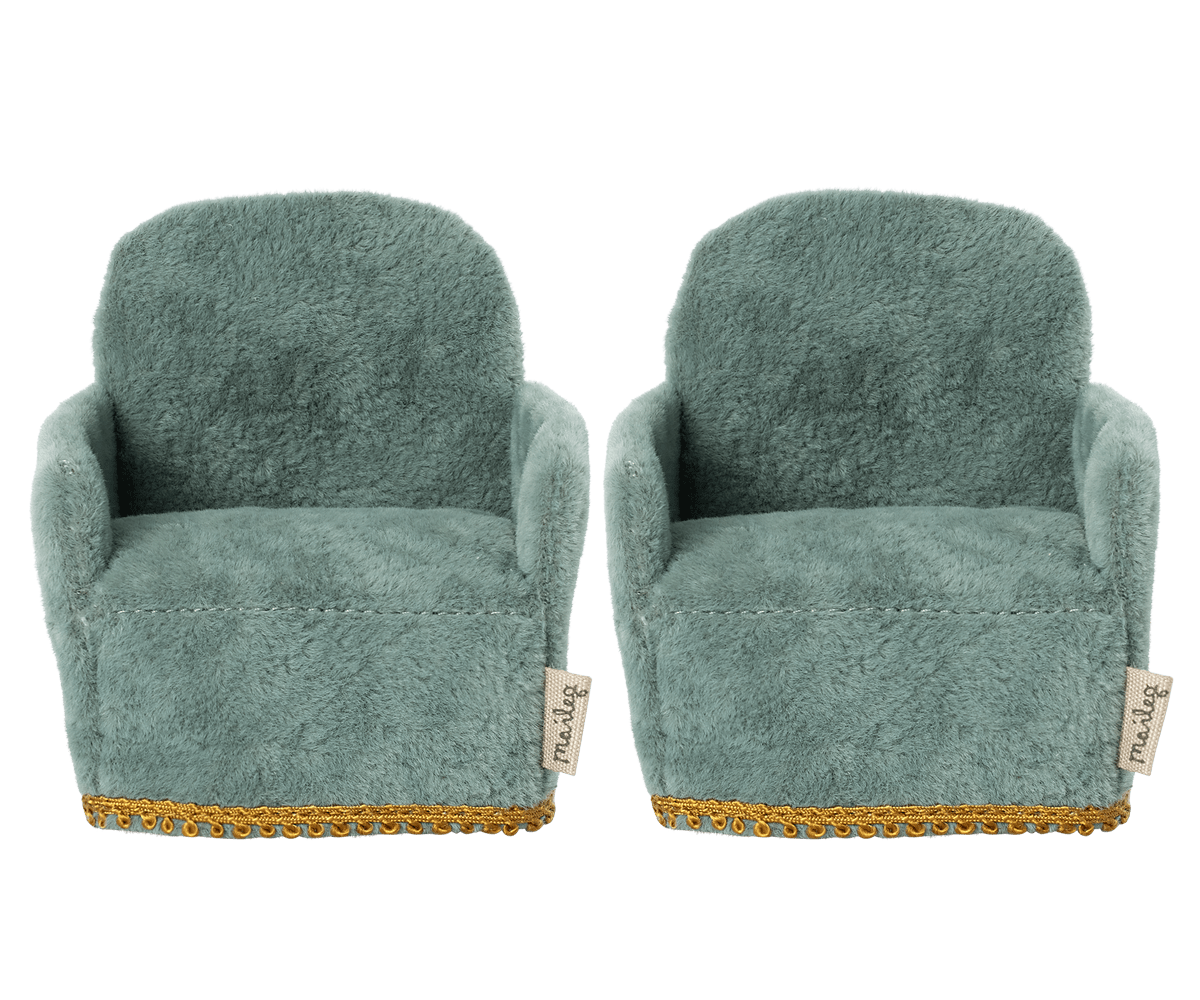 Maileg - Twee velours stoelen (muizen) voor bij poppenhuis