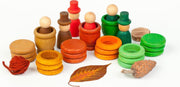 Grapat - Houten nins® poppetjes met ringen en schijfjes herfst 27-delig - Grapat
