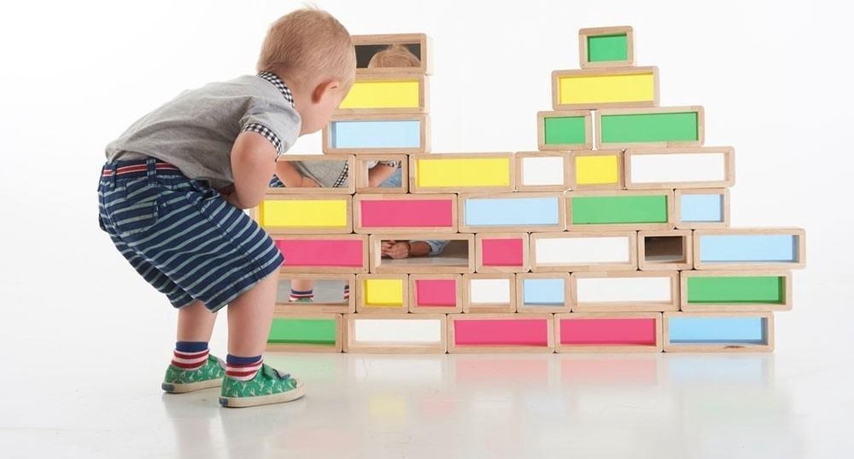 TickiT - 36 Regenboog bakstenen Reuzen blokken Hout