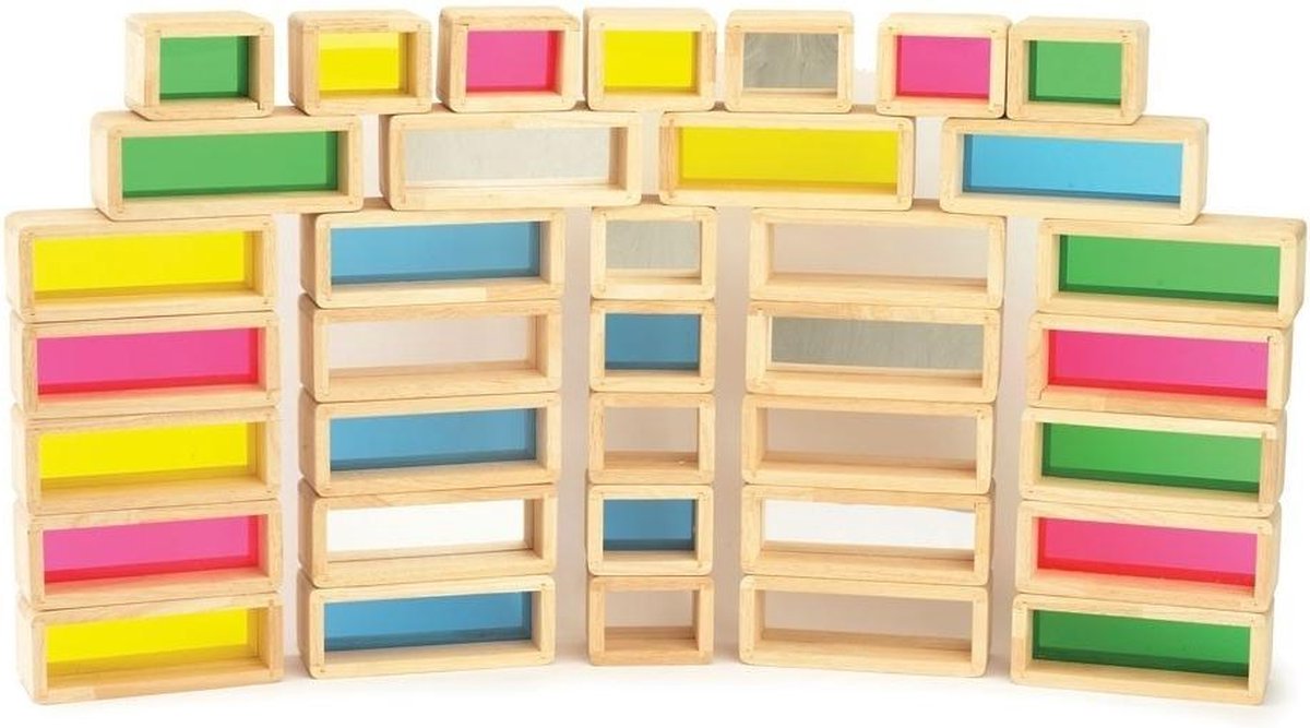 TickiT - 36 Regenboog bakstenen Reuzen blokken Hout