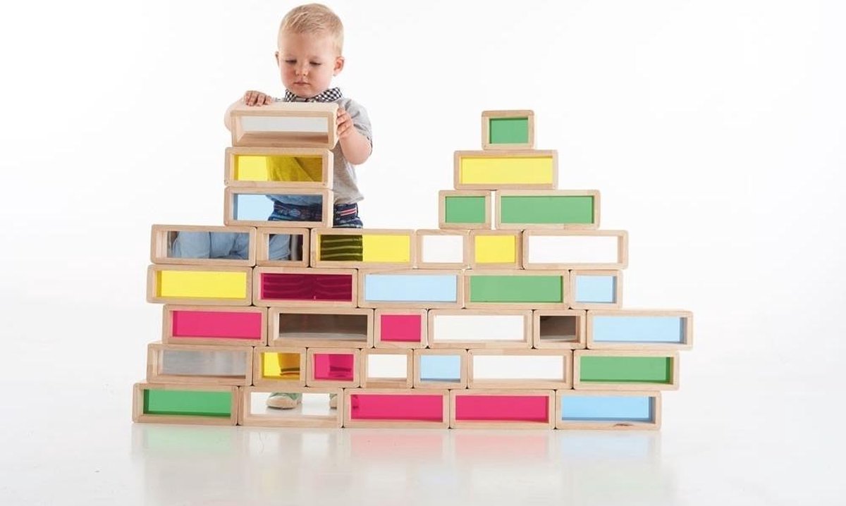 TickiT - 36 Regenboog bakstenen Reuzen blokken Hout