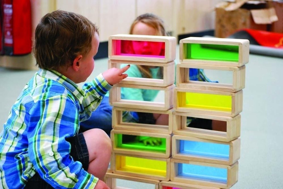 TickiT - 36 Regenboog bakstenen Reuzen blokken Hout
