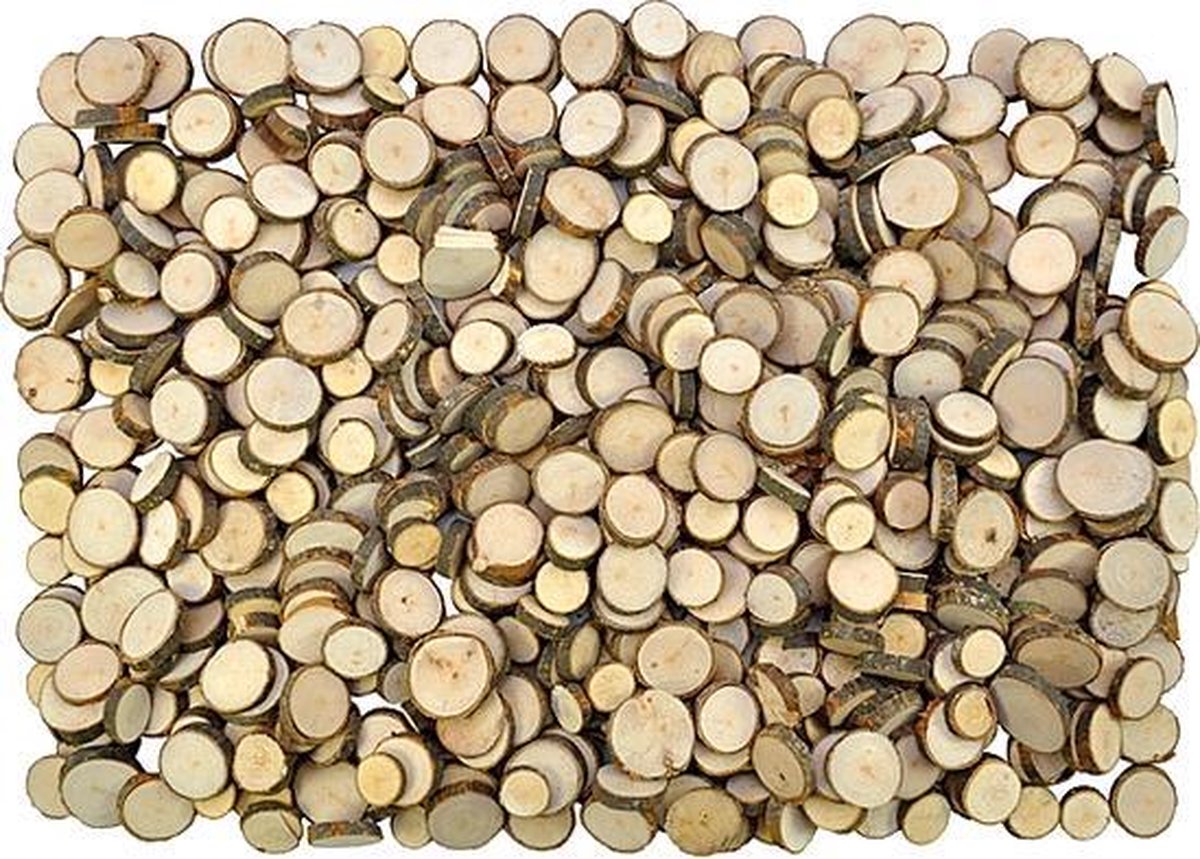 Eduplay - 1kg houten schijfjes 180 stuks | Ø 1 - 4,5 cm dikte is 5 mm