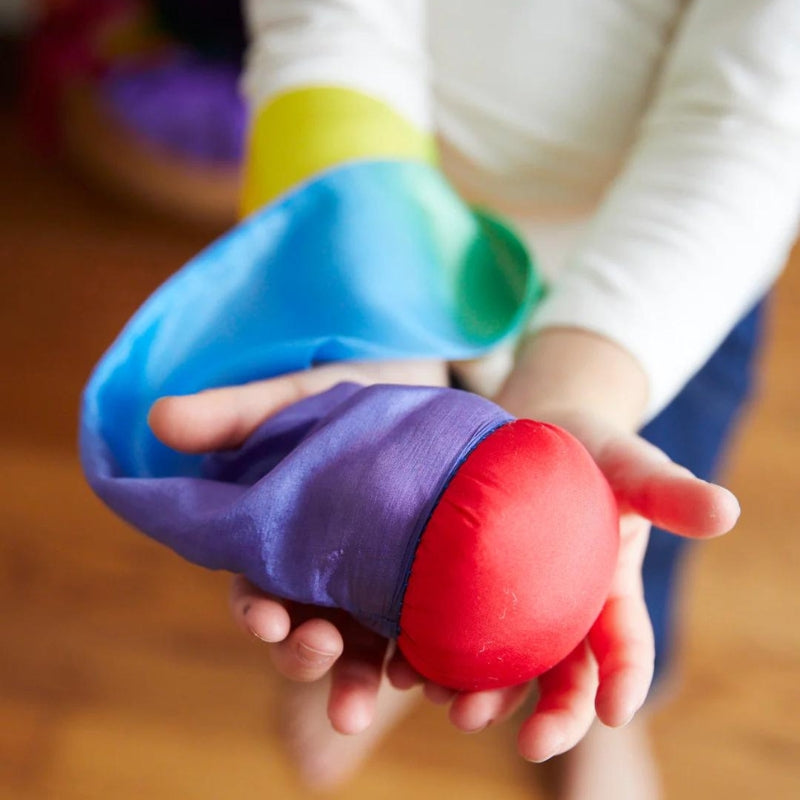 Staartbal (skytail) om te werpen in zijde - regenboog - Sarah's Silks